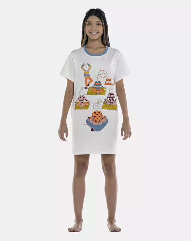 Camisão Feminino Adulto Manga Curta