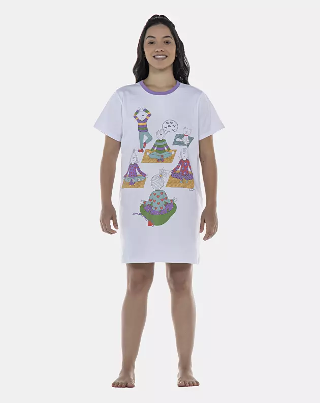 Camisão Feminino Adulto Manga Curta