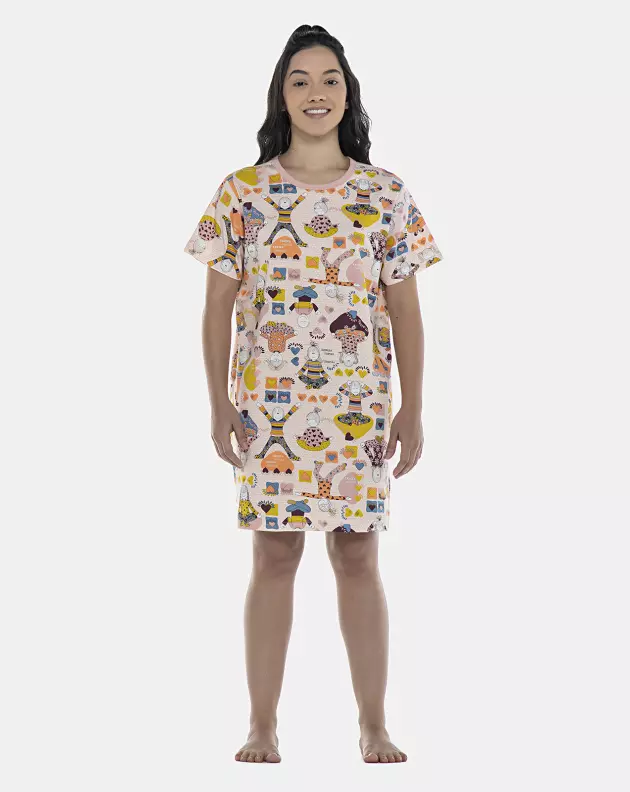 Camisão Feminino Adulto Manga Curta