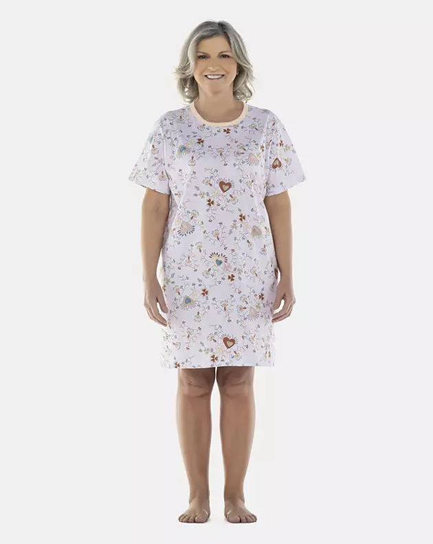 Camisão Feminino Adulto Manga Curta