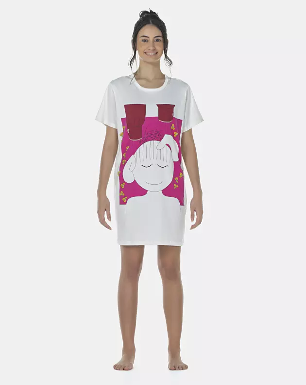 Camisão Feminino Adulto Manga Curta