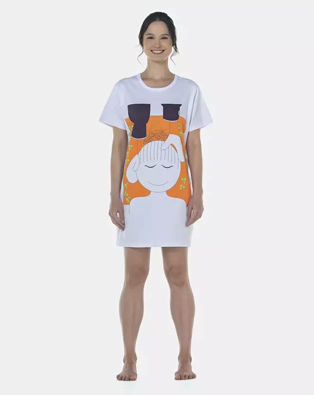 Camisão Feminino Adulto Manga Curta