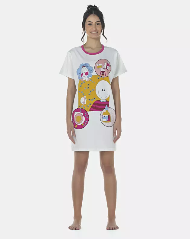 Camisão Feminino Adulto Manga Curta