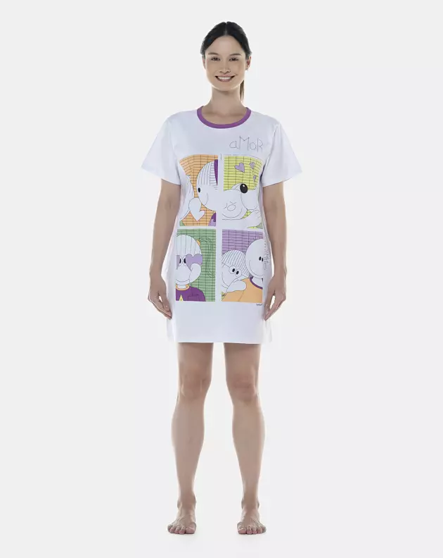 Camisão Feminino Adulto Manga Curta