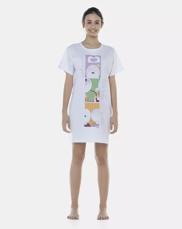 Camisão Feminino Adulto Manga Curta