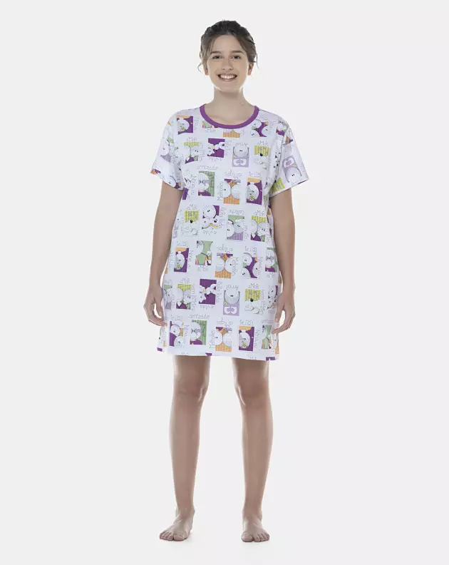 Camisão Feminino Adulto Manga Curta