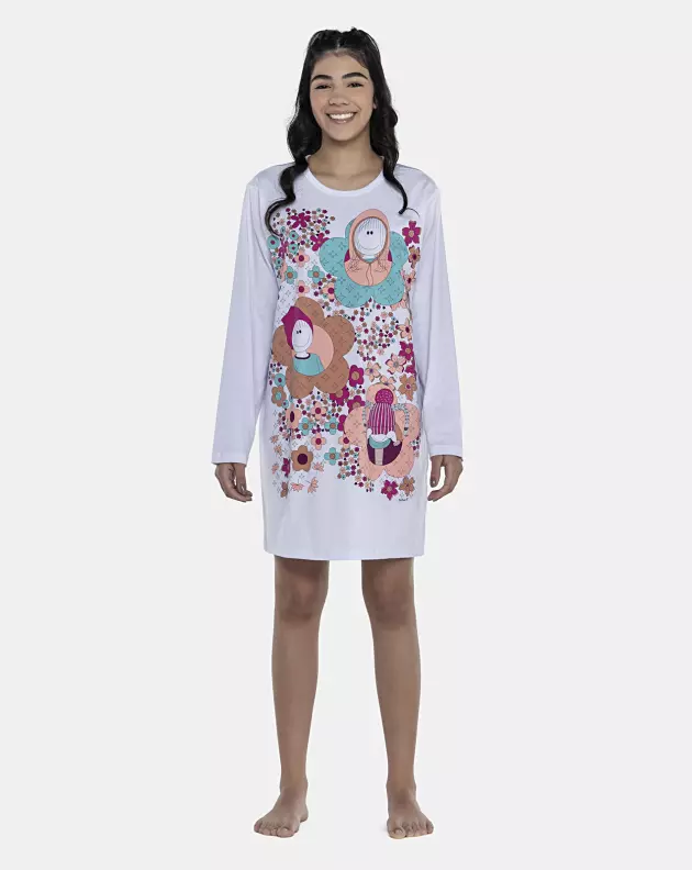 Camisão Feminino Adulto Manga Longa