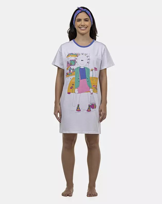 Camisão Feminino Adulto Manga Curta