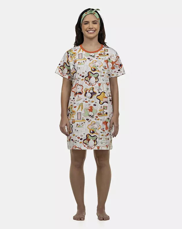 Camisão Feminino Adulto Manga Curta