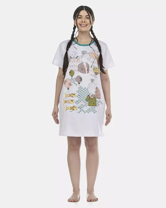 Camisão Feminino Adulto Manga Curta