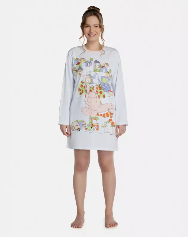 Camisão Feminino Adulto Manga Longa