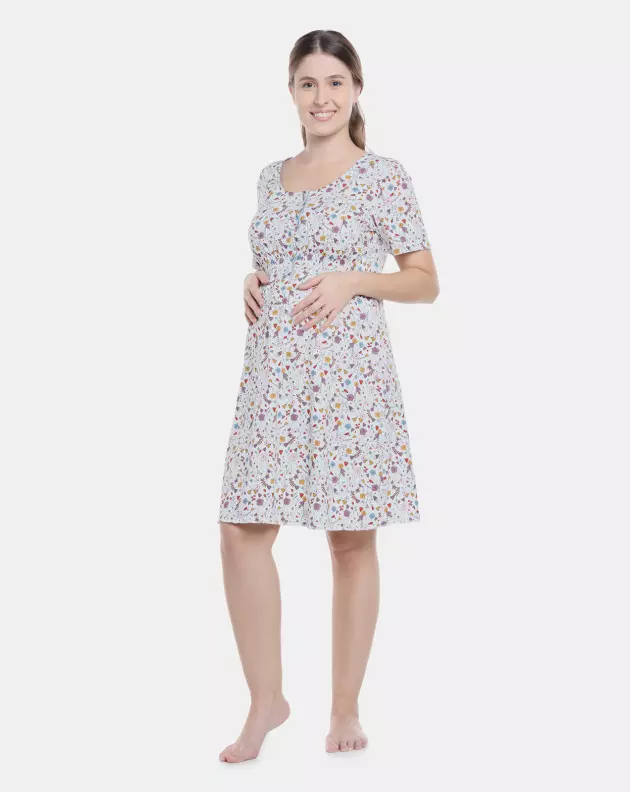 Camisola Feminina Gestante Manga Curta Aberta