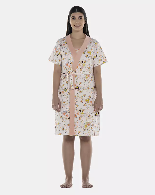 Robe Feminino Adulto Manga Curta