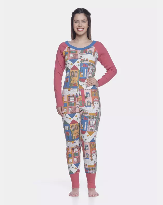 Pijama Sonhart Macacão Feminino manga longa Estampado