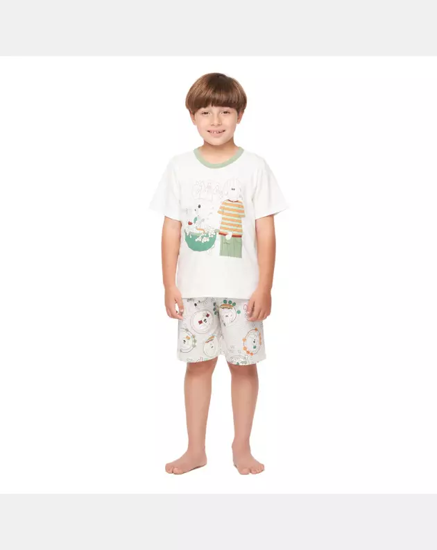Pijama manga curta e bermuda 