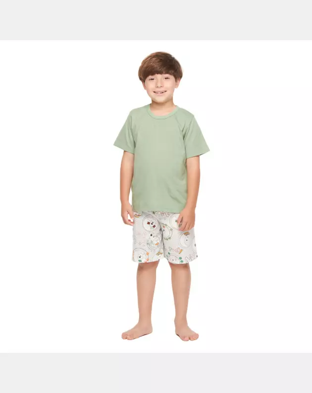 Pijama manga curta e bermuda