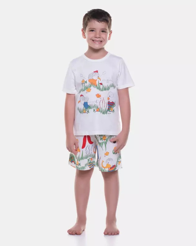 Pijama manga curta e bermuda