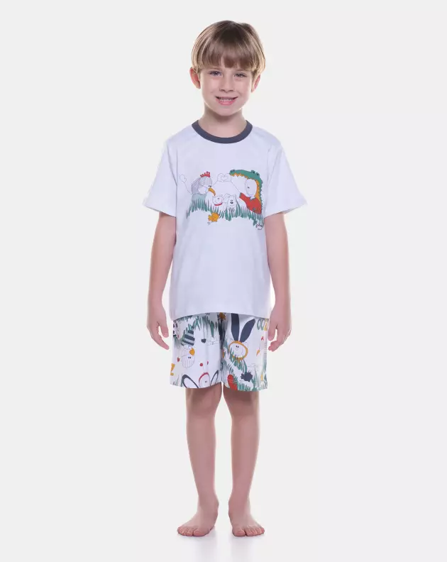Pijama manga curta e bermuda