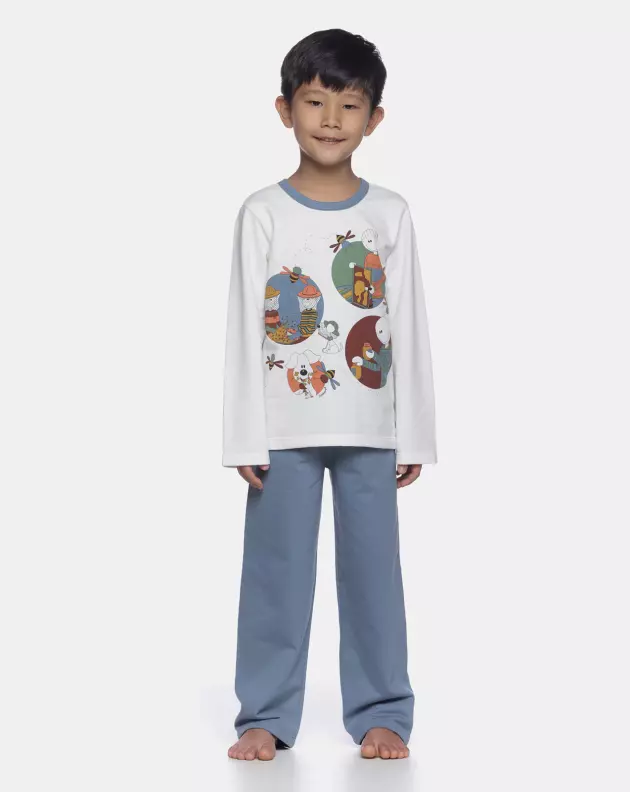 Pijamas Sonhart | Pijama Masculino Infantil manga longa e calça Azul