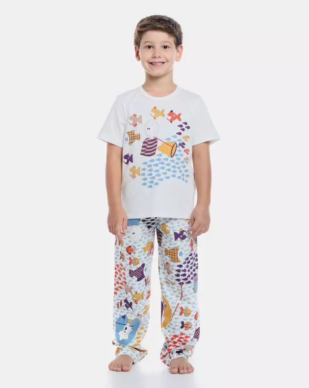 Pijama manga curta e calça
