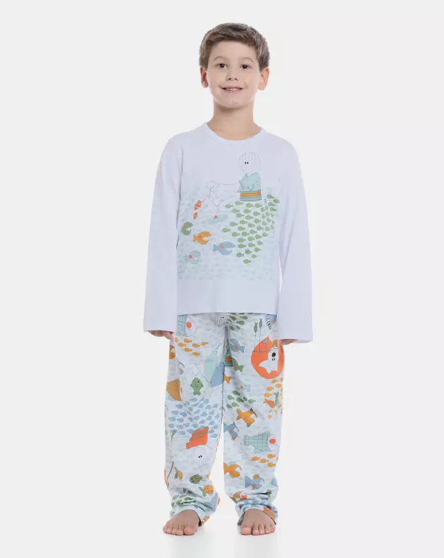 Pijama Masculino Kids Longa Curta e Calça