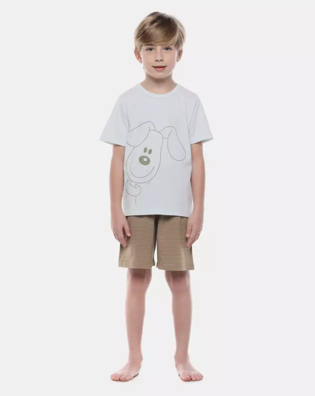 Pijama Masculino Kids Manga Curta e Bermuda