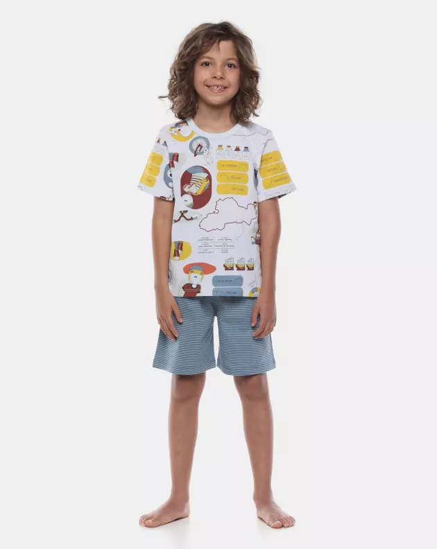 Pijama Masculino Kids Manga Curta e Bermuda