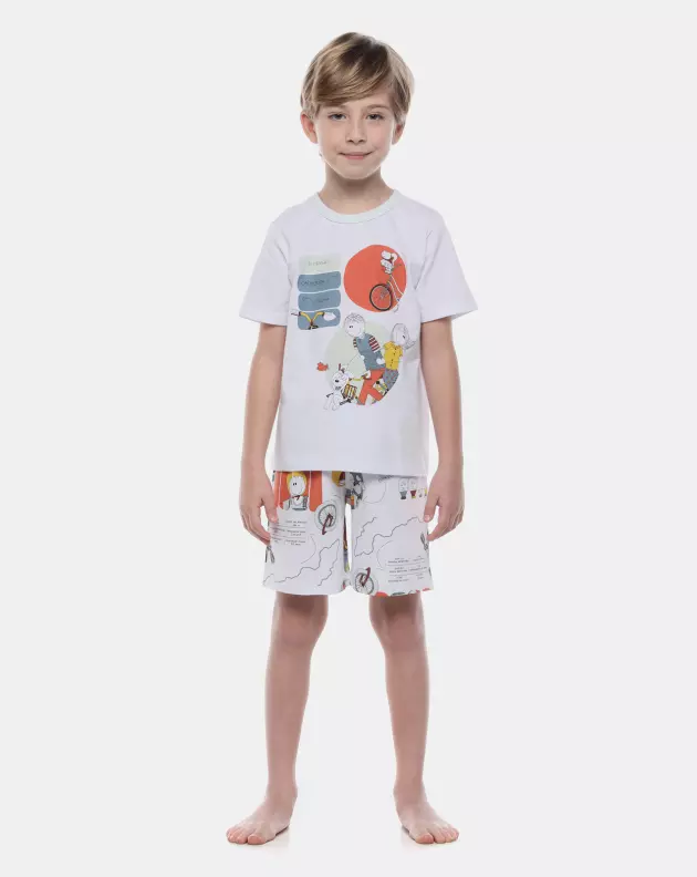Pijama Manga Curta e Bermuda