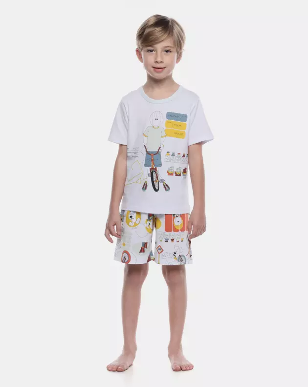 Pijama Masculino Kids Manga Curta e Bermuda