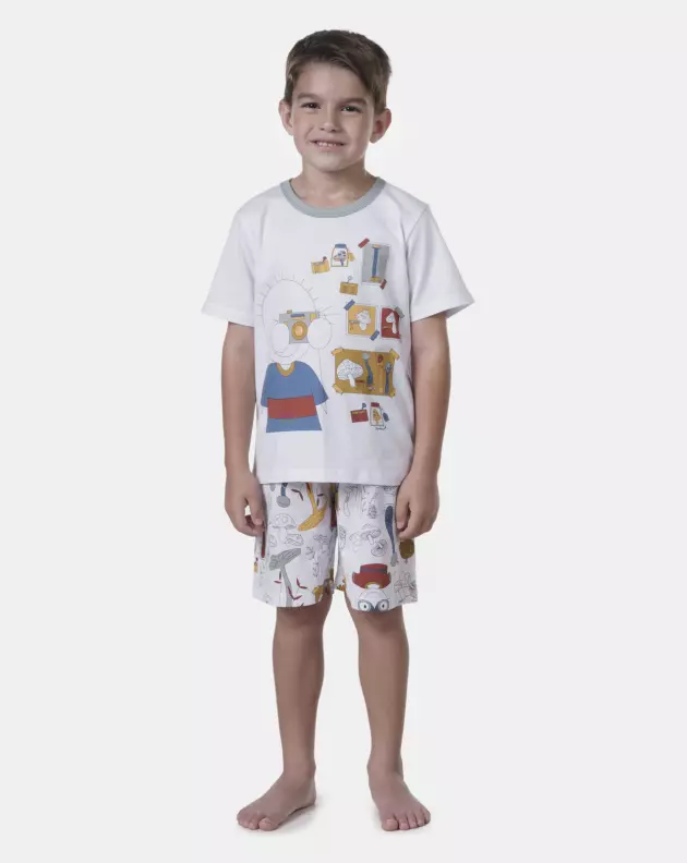 Pijama manga curta e bermuda