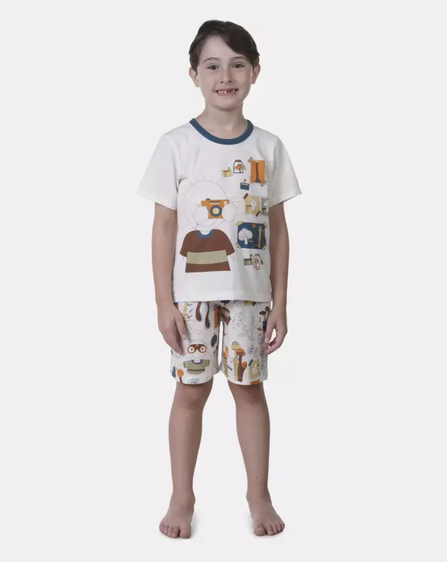 Pijama manga curta e bermuda