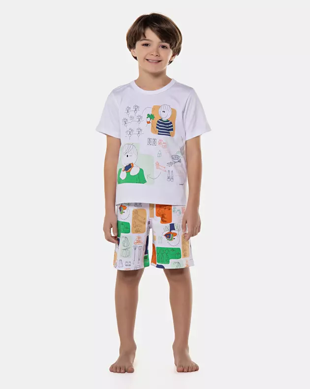 Pijama manga curta e bermuda