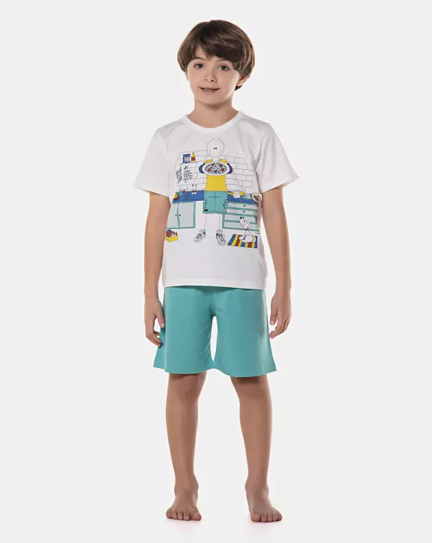 Pijama manga curta e bermuda
