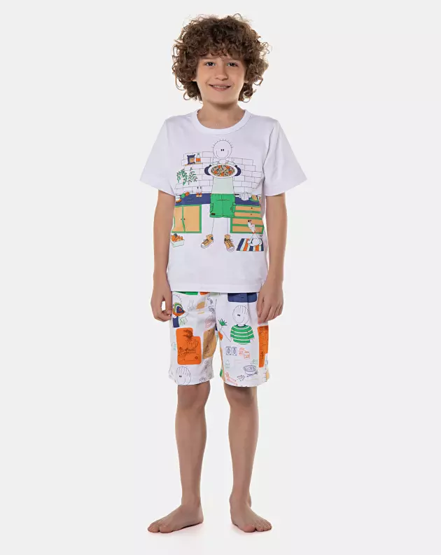 Pijama manga curta e bermuda