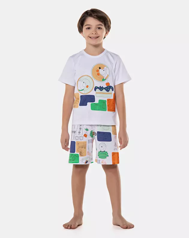 Pijama manga curta e bermuda