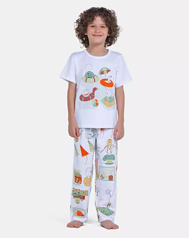Pijama Manga Curta e Calça