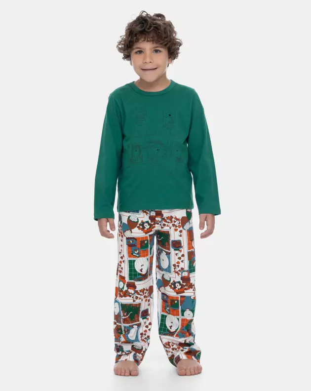 Pijama Infantil Masculino Longo Com Calça Estampa Bill
