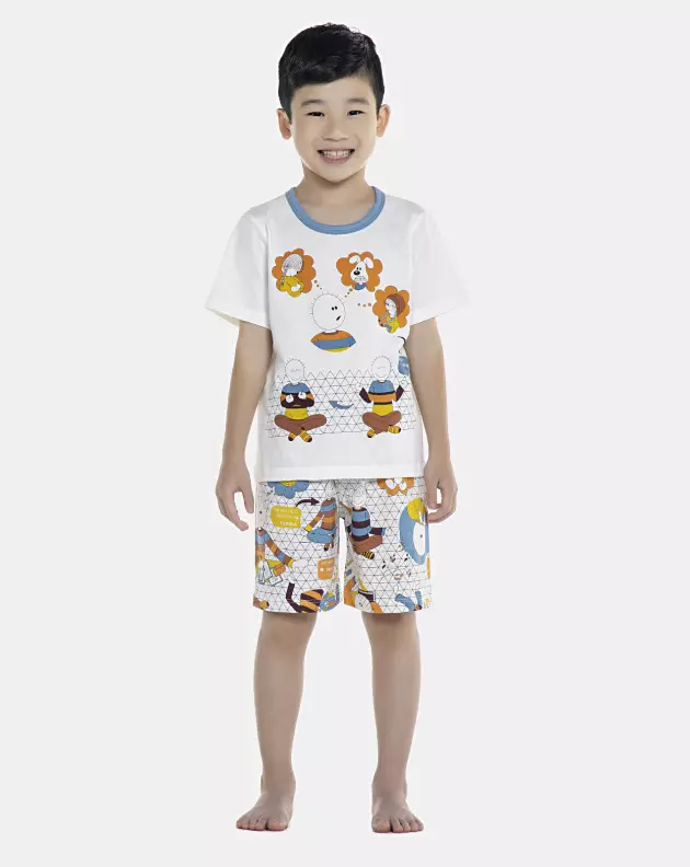 Pijama Masculino Kids Manga Curta e Bermuda