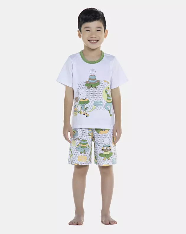 Pijama Masculino Kids Manga Curta e Bermuda