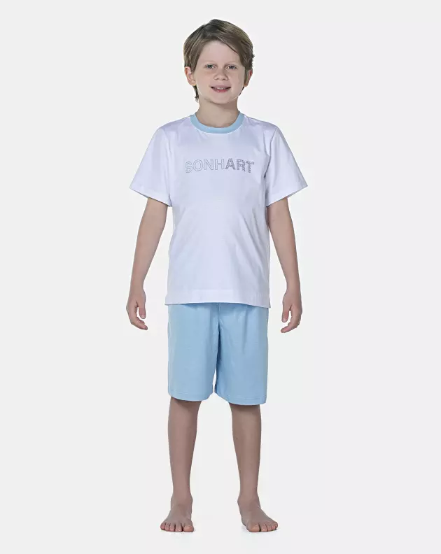 Pijama Masculino Kids Manga Curta e Bermuda