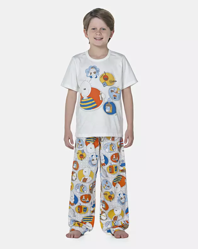 Pijama Masculino Kids Manga Curta e Calça