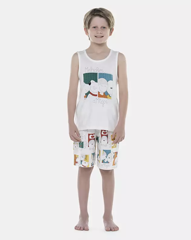 Pijama Masculino Kids  Regata e Bermuda