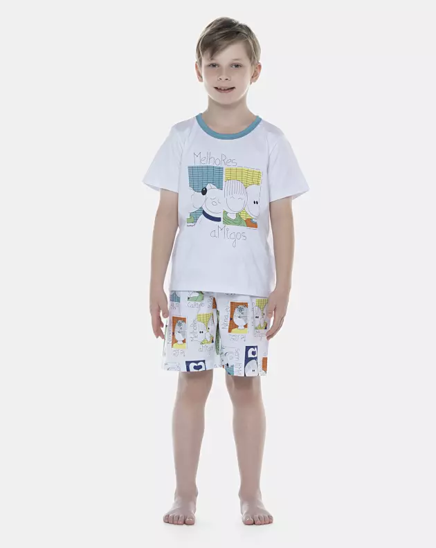 Pijama Masculino Kids Manga Curta e Bermuda