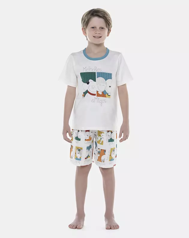Pijama Masculino Kids Manga Curta e Bermuda