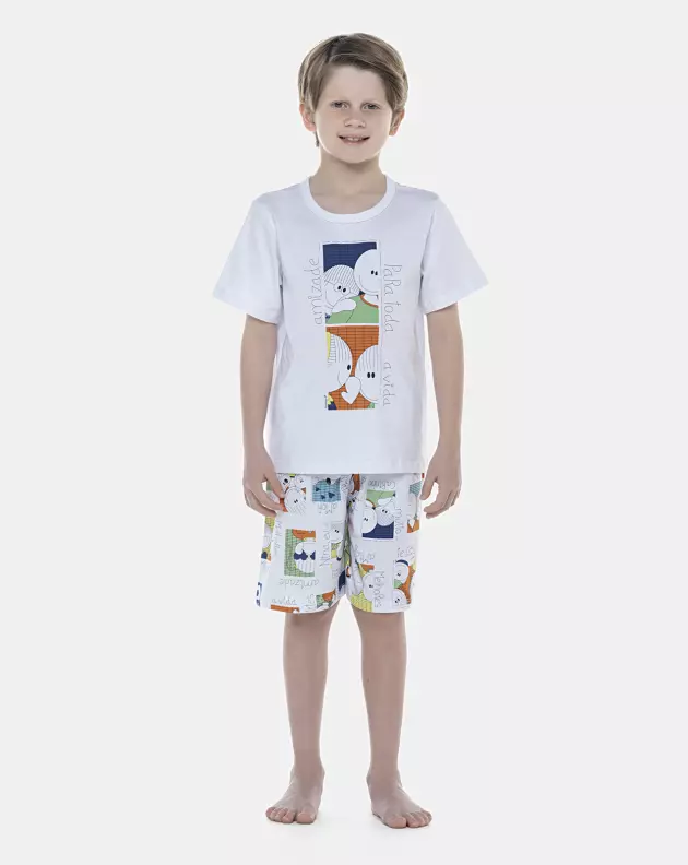 Pijama Masculino Kids Manga Curta e Bermuda
