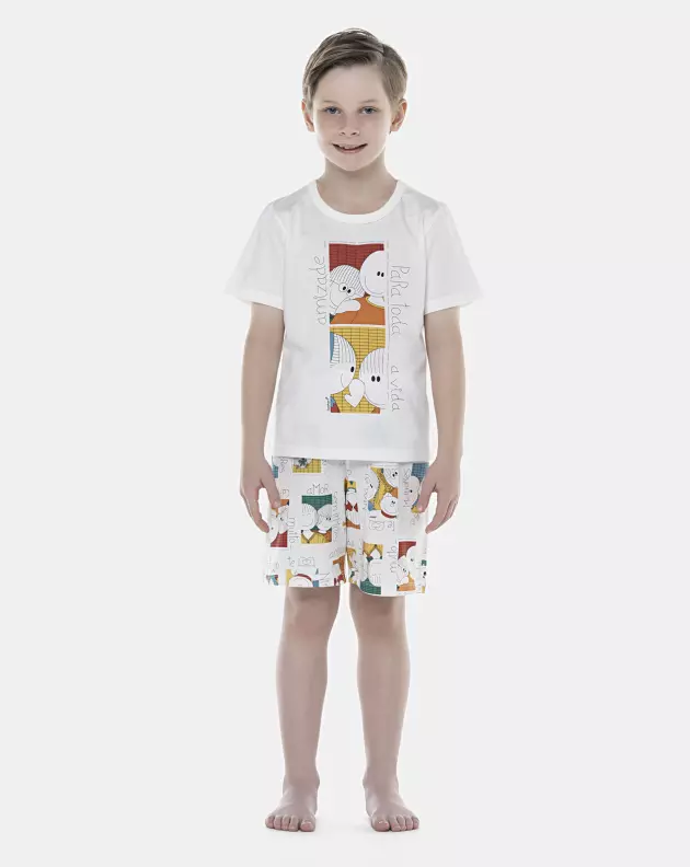 Pijama Masculino Kids Manga Curta e Bermuda