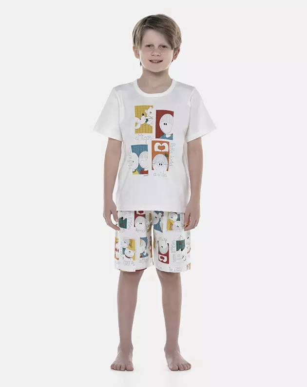 Pijama Masculino Kids Manga Curta e Bermuda