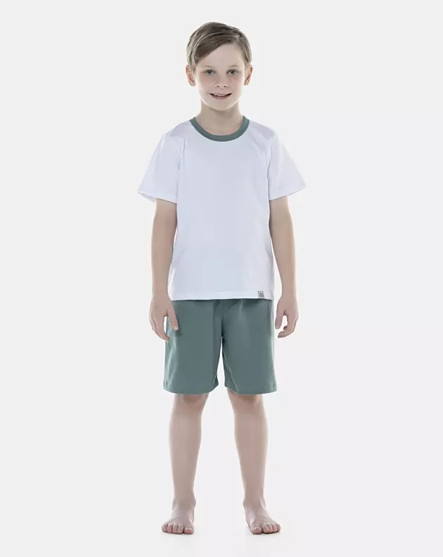 Pijama Masculino Kids Manga Curta e Bermuda