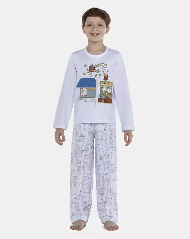 Pijama Masculino Kids Manga Longa e Calça