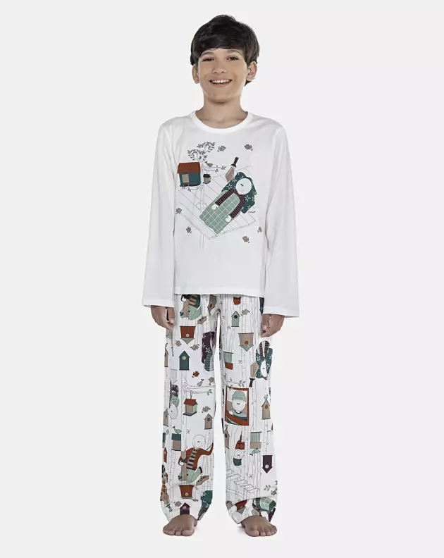Pijama Masculino Kids Manga Longa e Calça